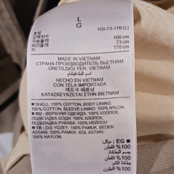 Gap Trench Coat Khaki Cream Trim Collar - Picture 11 of 11